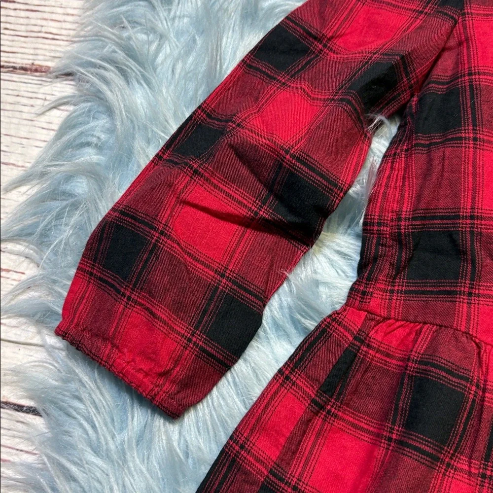 Baby GAP Red and Black Plaid Long-Sleeve Girl's Dress sz 3 years